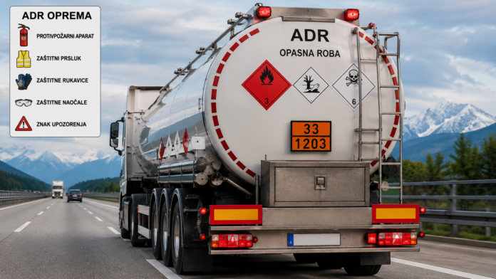 ADR transport sa narandžastim oznakama opasne robe tokom vožnje autoputem